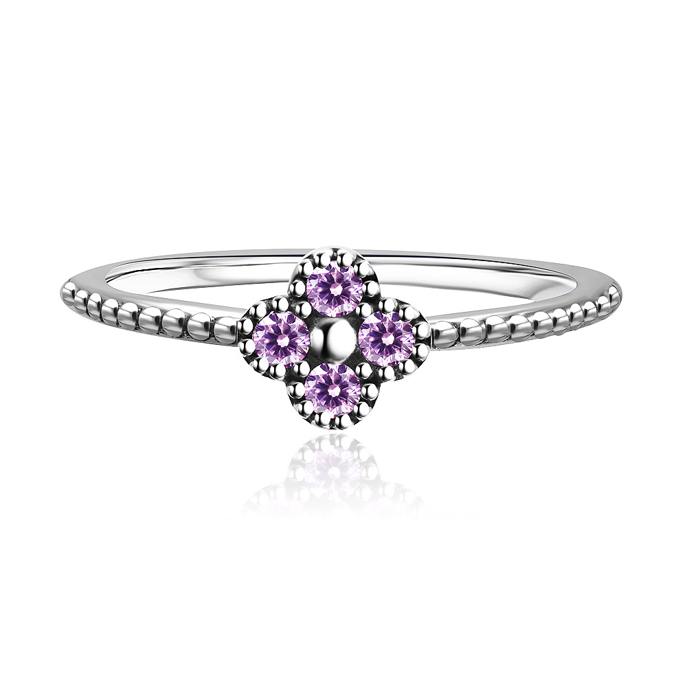 925 Sterling Silver Plated Pink CZ Ring